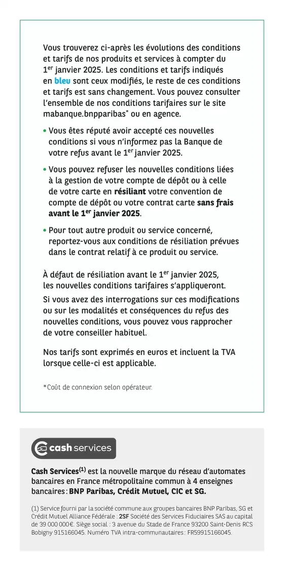 Catalogue BNP Paribas à Coutances | Modification Des Conditions Et Tarifs Pour Les Particuliers | 04/02/2025 - 31/12/2025