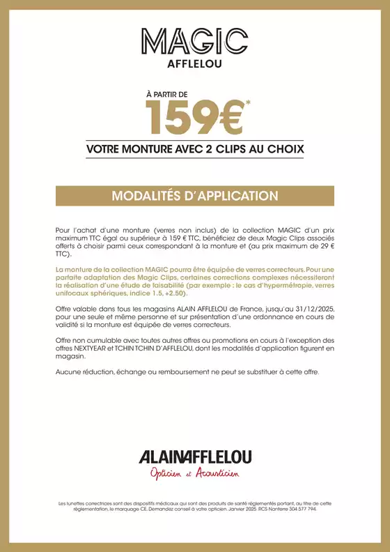 Catalogue Alain Afflelou à Asnières-sur-Seine | Magic Clip à partir de 29€ | 07/02/2025 - 31/12/2025