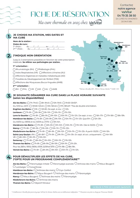 ValVital Fiche de réservation cure