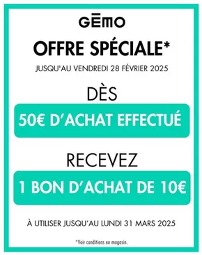 Promos de Mode à Luxeuil-les-Bains | Offre spéciale sur Gémo | 17/02/2025 - 31/03/2025