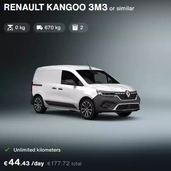 Catalogue Sixt à Saint-Étienne-de-Saint-Geoirs | Renault Kangoo 3m3 | 17/02/2025 - 17/03/2025