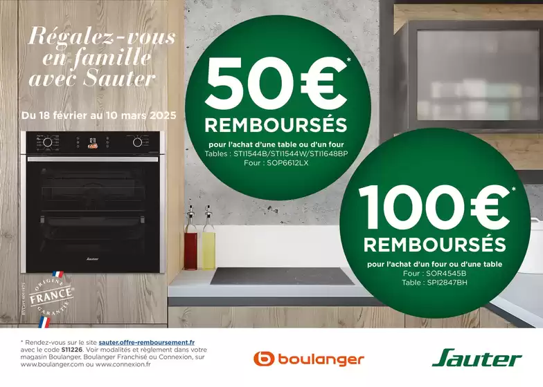 Catalogue Boulanger à Belfort | OFFRE Sauter : jusqu'à 100€ remboursés ! | 18/02/2025 - 10/03/2025