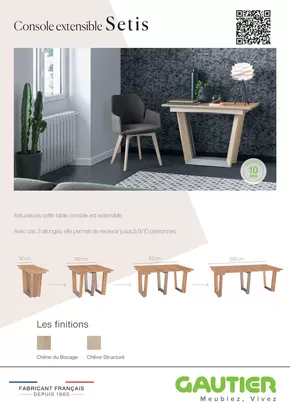 Promos de Meubles et Décoration à Montévrain | TABLE CONSOLE EXTENSIBLE FR sur Gautier | 20/02/2025 - 15/03/2025