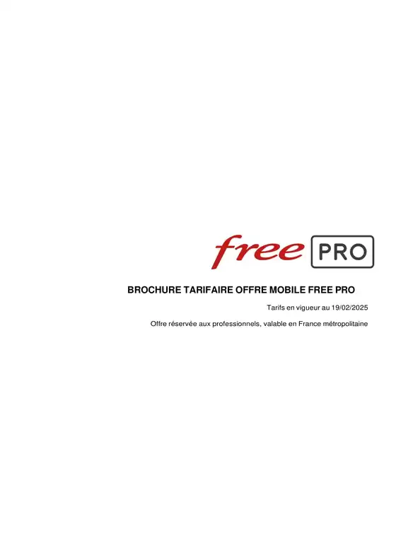 Catalogue Free à Dijon | BROCHURE TARIFAIRE OFFRE MOBILE FREE PRO | 21/02/2025 - 31/12/2025