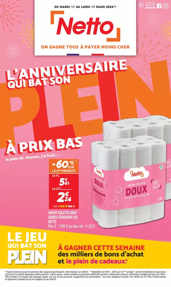 Catalogue Netto à Graulhet | L'anniversaire qui bat son plein à prix bas | 11/03/2025 - 17/03/2025