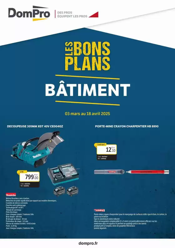 Catalogue DomPro à Distré | Bons plans bâtiment 2025 | 04/03/2025 - 18/04/2025