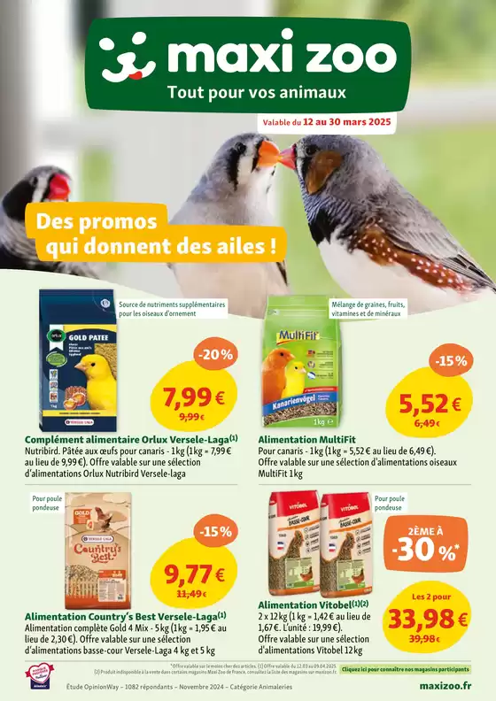 Catalogue Maxi Zoo à Sainte-Eulalie (Gironde) | Maxi Zoo, Tout pour vos animaux - Des promos qui donnent des ailes | 12/03/2025 - 30/03/2025