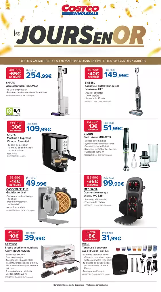 Catalogue Costco à Évry | LES JOURS EN OR | 11/03/2025 - 16/03/2025