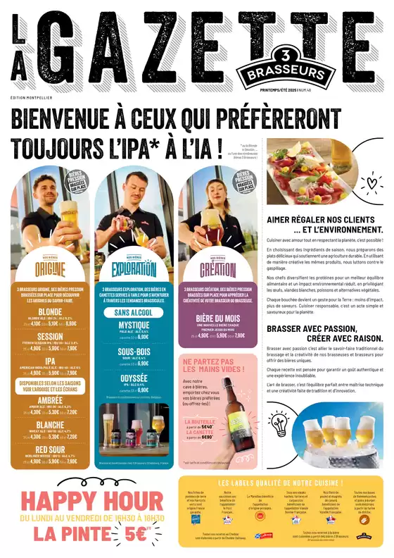 Catalogue Les 3 brasseurs à Montpellier | Printemps Été 2025 Montpellier | 07/04/2025 - 31/08/2025