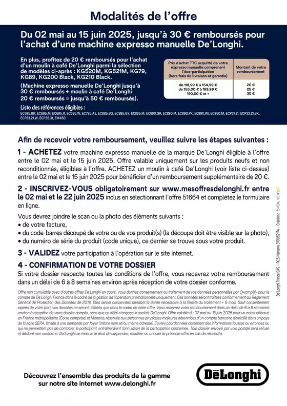 Catalogue Copra à Yssingeaux | DELONGHI VOUS REMBOURSE JUSQU'A 30€ | 02/05/2025 - 15/06/2025