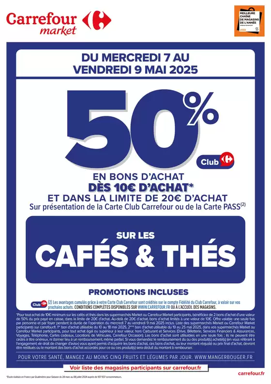 Catalogue Carrefour Market | OPERATION BONS D'ACHAT SUR LES CAFES ET THES | 07/05/2025 - 09/05/2025