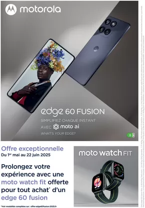 Promos de Multimédia et Electroménager à Boulay-Moselle | Montre Moto Watch Fit offerte sur MDA | 14/05/2025 - 22/06/2025
