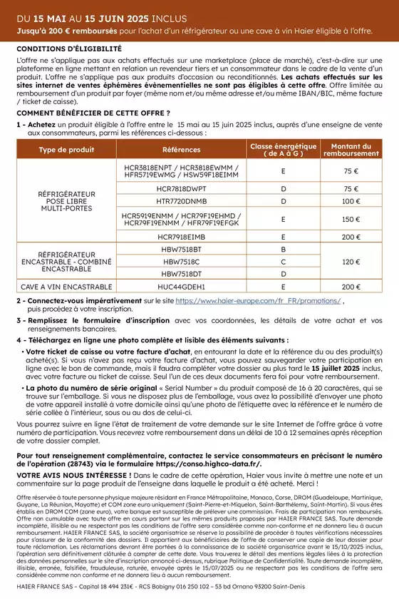 Catalogue Copra à Manosque | Haier vous rembourse jusqu'à 200€ | 15/05/2025 - 15/06/2025