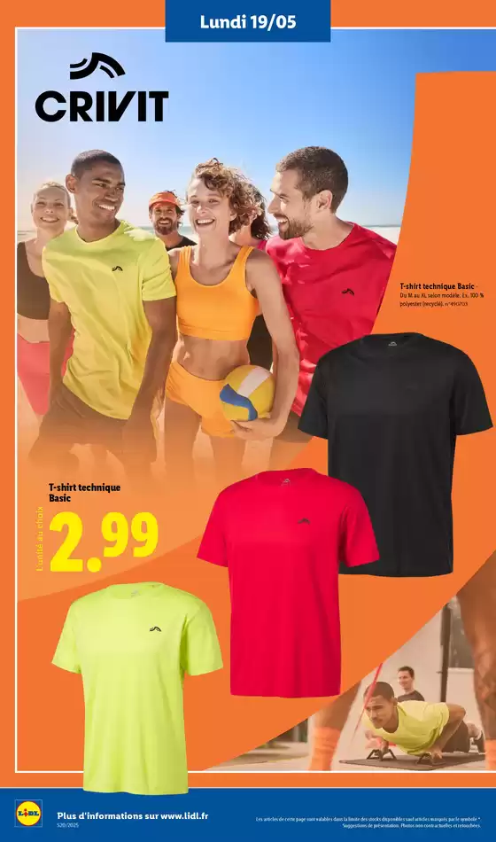 Catalogue Lidl à Lessay | Equipez-vous pour faire du sport chez Lidl : qualité, confort et style à petits prix | 19/05/2025 - 22/05/2025