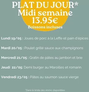 Promos de Restaurants à Beauvais | Plat Du Jour sur Crocodile | 19/05/2025 - 23/05/2025