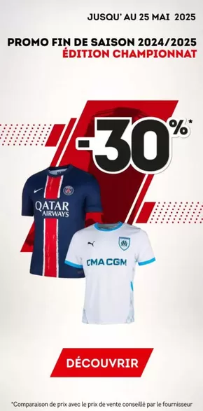 Promos de Sport à L'Aigle | Promo Fin de saison 2024-2025 : -30% sur les maillots et survêtements de clubs édition championnat ! sur Sport 2000 | 20/05/2025 - 25/05/2025