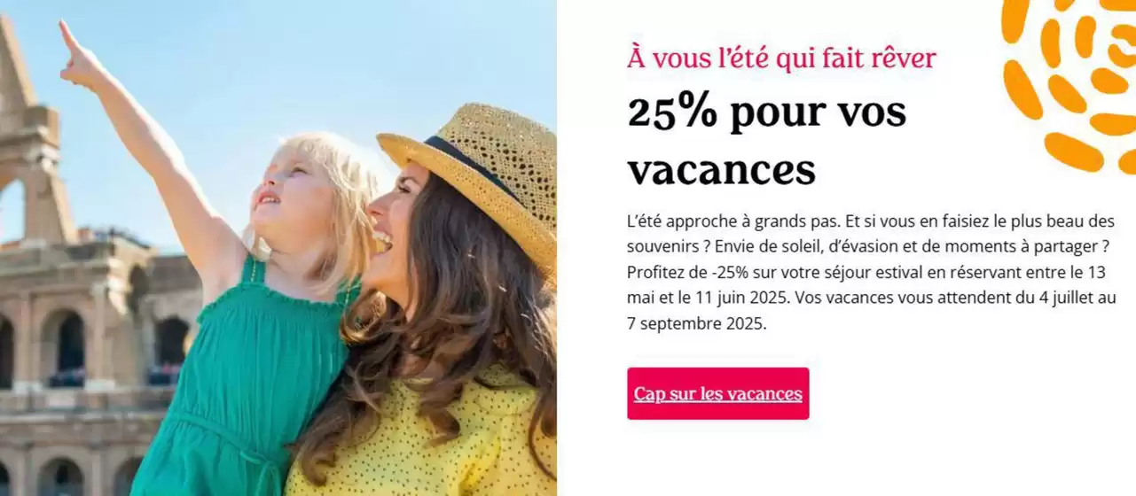 25% pour vos vacances