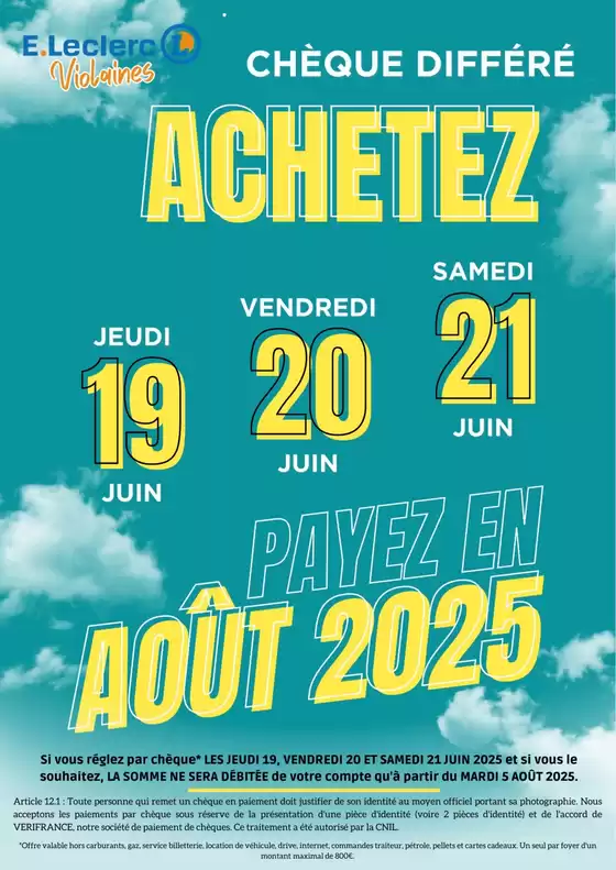 OPERATION CHEQUE DIFFERE JUIN