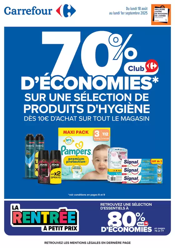 70% D'ÉCONOMIES SUR UNE SÉLECTION DE PRODUIT D'HYGIÈNE