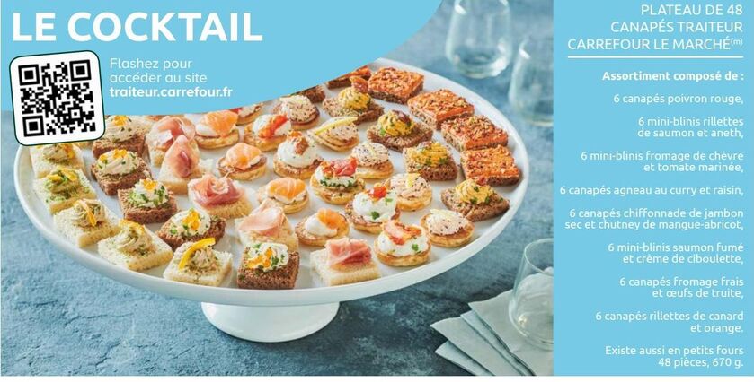 PLATEAU DE 48 CANAPÉS TRAITEUR CARREFOUR LE MARCHÉ offre sur Carrefour Market