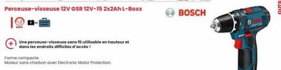 Une perceuse-visseuse sans fil utilisable en hauteur et dans les endroits difficiles d'accès !  Forme compacte.  Moteur sans charbon avec Electronic Motor Protection.  BOSCH  offre sur Au Forum du Bâtiment