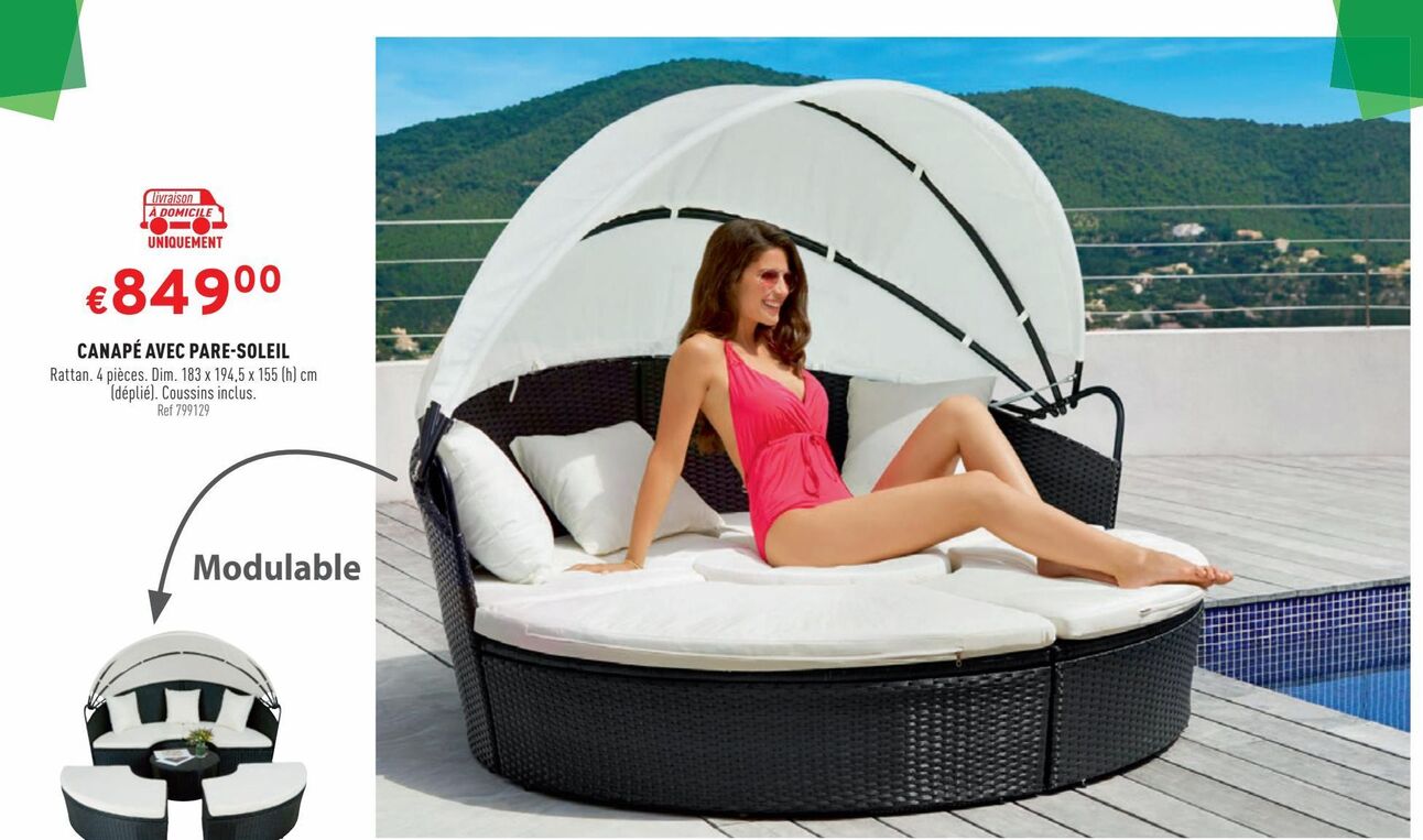 Canapé avec pare-soleil offre à 849€ sur Trafic