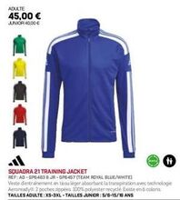 ADULTE  45,00 €  JUNIOR 40,00 €  H 