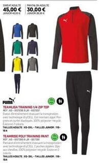 Sweat adidas Teamliga Training 1/4 Zip Top: Adulte 45€ & Junior 40€, Junior 28€: Évacue la transpiration!