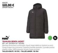 Veste 'Teamliga Bench'  - Promo Adulte 110€/Junior 100€ - Réf. AD-6572588 / JR-657269