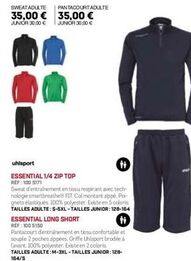 Sweat uhlsport Essential 1/4 Zip Top : 35€ adulte ; 30€ junior ! Avec Tech-Nologie SmartBR !