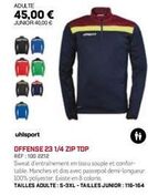 Sweat d'entrainement Uhlsport OFFENSE - Prix réduits pour Adultes & Juniors - Manches & Dos passepoil demi-longueur !