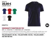 T-Shirt Fonctionnel Craft Community | Promo Adulte 20€, Junior 18€ | Léger et  Rapide à Sécher | Réf. H-,F- & JR-C1907393