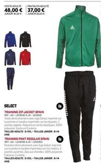 veste select training zip avec logo - junior 45,00€, junior 35,00€, adulte 48,00€, adulte 37,00€!