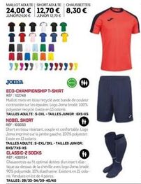 T-shirt Joma ECO-CHAMPIONSHIP pour Mixte - 24€ / 12,70€ - En Tissu Recyclé avec Bande Contrastée.