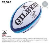 Ballon de Rugby Gilbert Atom - Taille S - Conforme Aux Normes Internationales World Rugby - Polycoton à Trois Couches - Réf. 48428305