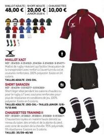 MAILLOT XACT : Révolutionnez votre jeu avec ce Maillot de Rugby Résistant et Évacuation Facilitée ! Promo Adulte 48,00€ - Junior 20,00€.