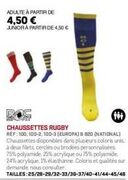 Chaussettes Rugby à partir de 4,50 € - Différents coloris et styles disponibles