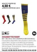 chaussettes rugby à partir de 4,50 € - différents coloris et styles disponibles