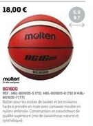 ballon de basket molten deigan beigdo à 5,6 cm à partir de 18,00 € : caractéristiques mbl-bg1600-5 (t5), mbl-bg1600-6 (76) & mbl-bg1600-7 (17)