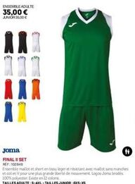 Promotion Joma FINAL II SET - Ensemble maillot et short pour adulte et junior à 35€ - 100% léger et résistant !