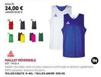 maillot réversible mixte: promo 24,00 € adulte, 22,00 € enfants. 8 coloris, tissu respirant & séchant rapide.