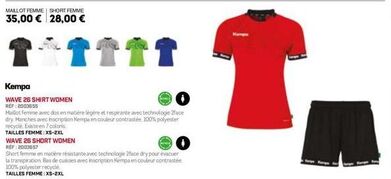 kempa wave 26: maillot de sport femme à 35€ (promo à 28€) avec technologie 2face.
