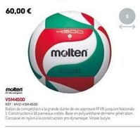 Ballon Molten V5M4500 à 18 Panneaux, Approbation FFVB jusqu'en Nationale 1 - Promo REF: MVC-VSM45.00