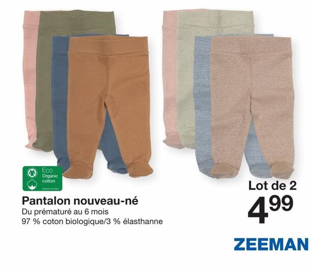 Pantalon nouveau-né offre à 4,99€ sur Zeeman