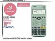 -3€  defen  l'unité : 19€90 soit apres remise diffence:  16€90  casio  reme wilable  calculatrice casio fx92 special college  cado  ade 