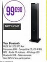 rumuse  (99€90)  Tour Bluetooth  MUSE M-1325 BTC Noir  Puissance 60W - Compatible CD, CD-R/RW, MP3-Radio 20 stations - Affichage LED Bluetooth USB-Telécommande  Dent 0650 d'éco-participation 