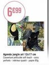 6€99  Agenda jungle art 12x17 cm Couverture pelliculée soft touch-coins  perforés-intérieur quadri -papier 80g 