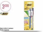 3695  bic  stylo à bille 4 couleurs pointe moyenne  colours  original  shine  (bic  10-