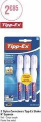 tipp-ex  tipp-ex  shake's  voic  top-er vin  special  offer  off  speciale  tony  3 stylos correcteurs tipp-ex shake  n' squeeze 8ml-corps souple pointe fine metal 