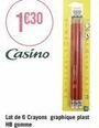 1630  casino  lot de 6 crayons graphique plast hb gomme 